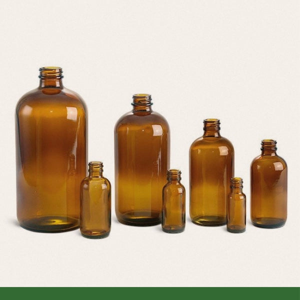 Amber Round Glass Bottle – Container